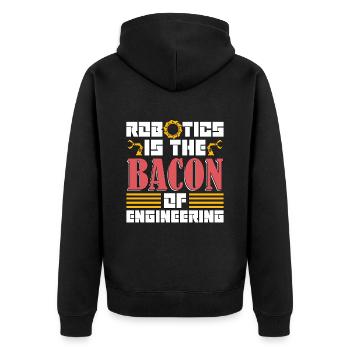 Robotics Is The Bacon Technology Robotics Engineer - Unisex Premium Bio Zip Hoodie - Schwarz - Hinten - Nico (187cm)