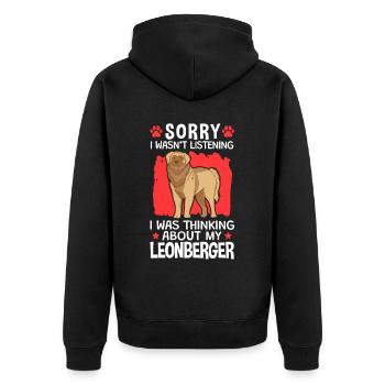Ich habe an meinen Leonberger gedacht Leonberger - Unisex Premium Bio Zip Hoodie - Schwarz - Hinten - Nico (187cm)