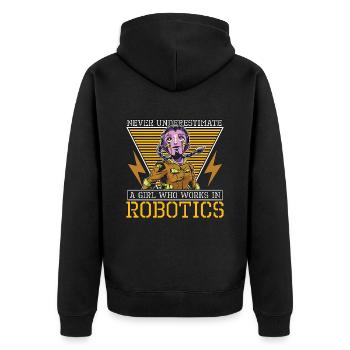 Robotics Never Underestimate A Girl Loves Computer - Unisex Premium Bio Zip Hoodie - Schwarz - Hinten - Nico (187cm)