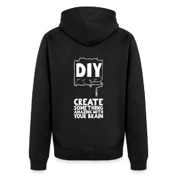 DIY Create Something Amazing with Your Brain - Unisex Premium Bio Zip Hoodie - Schwarz - Hinten - Nico (187cm)