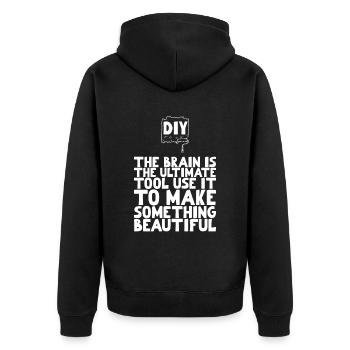 DIY The brain is the ultimate tool - Unisex Premium Organic Zip Hoodie - black - Back - Nico (187cm)