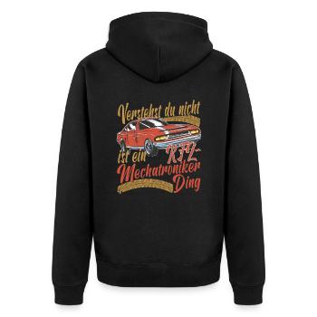 Kfz Mechatroniker Bier Schrauber Tuning Mechaniker - Unisex Premium Bio Zip Hoodie - Schwarz - Hinten - Nico (187cm)