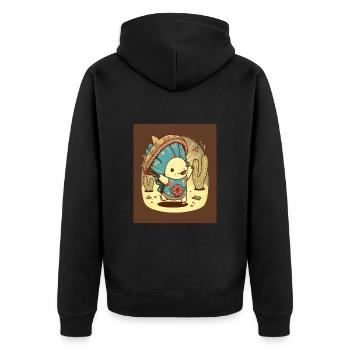 Kawaii Axolotl Dancer Dancing Mexican Axolotl - Unisex Premium Bio Zip Hoodie - Schwarz - Hinten - Nico (187cm)
