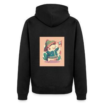 Kawaii Axolotl Dancer Dancing Mexican Axolotl - Unisex Premium Bio Zip Hoodie - Schwarz - Hinten - Nico (187cm)