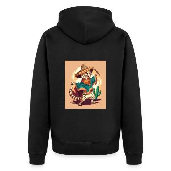 Ocelot Wearing Sombrero Kawaii Dabbing Ocelot - Unisex Premium Organic Zip Hoodie - black - Back - Nico (187cm)