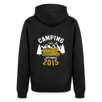 Anniversaire: Camping depuis septembre 2015 Camping-car - Veste à capuche bio Premium Unisexe - noir - Dos - Nico (187cm)