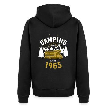 Anniversaire: Camping depuis août 1965 Camping-car - Veste à capuche bio Premium Unisexe - noir - Dos - Nico (187cm)
