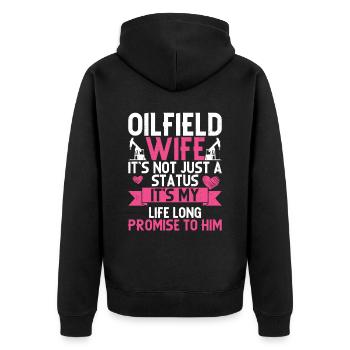 Oilfield - Unisex Premium Organic Zip Hoodie - black - Back - Nico (187cm)