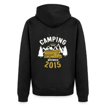 Anniversaire: Camping depuis novembre 2015 Camping-car - Veste à capuche bio Premium Unisexe - noir - Dos - Nico (187cm)