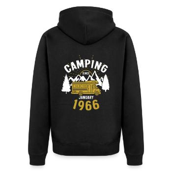 Geburtstag: Camping seit Januar 1966 Wohnmobil - Unisex Premium Bio Zip Hoodie - Schwarz - Hinten - Nico (187cm)