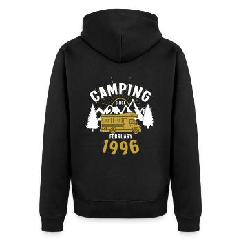 Birthday: Camping since February 1996 Motorhome - Unisex Premium Organic Zip Hoodie - black - Back - Nico (187cm)