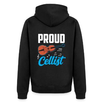 Proud cellist cello cellist cello musician - Unisex Premium Organic Zip Hoodie - black - Back - Nico (187cm)