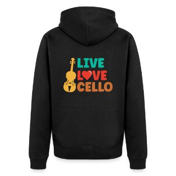 Leben Liebe Cello Musiker Cellos Cellist - Unisex Premium Bio Zip Hoodie - Schwarz - Hinten - Nico (187cm)