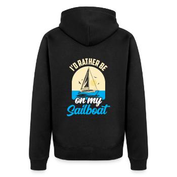 I would rather be sailing on my sailboat - Unisex Premium Organic Zip Hoodie - black - Back - Nico (187cm)