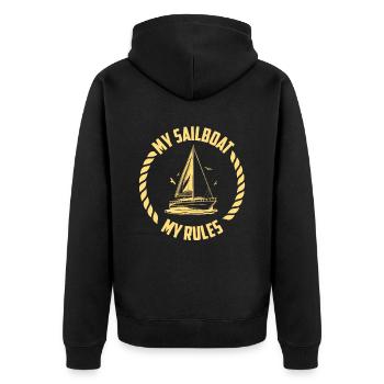 My Sailboat My Rules Sailors Sailing Captain - Unisex Premium Organic Zip Hoodie - black - Back - Nico (187cm)