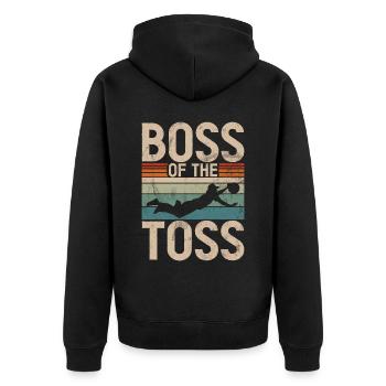 Lustiges Disc Golf & Ultimate Frisbee Spieler - Unisex Premium Bio Zip Hoodie - Schwarz - Hinten - Nico (187cm)
