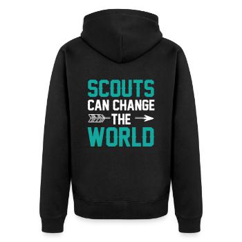Scouts can change the world Sayings clan - Unisex Premium Organic Zip Hoodie - black - Back - Nico (187cm)