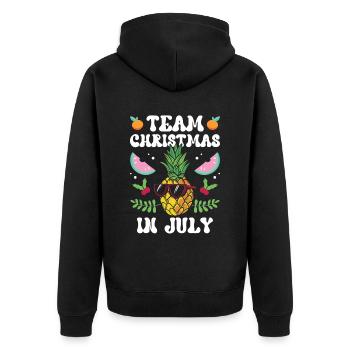 Team Weihnachten Im Juli Santa Christmas In July - Unisex Premium Bio Zip Hoodie - Schwarz - Hinten - Nico (187cm)