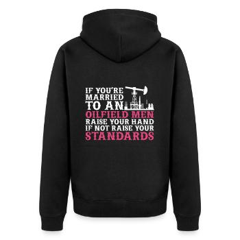Oilfield - Unisex Premium Organic Zip Hoodie - black - Back - Nico (187cm)