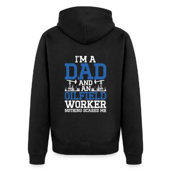 Oilfield - Unisex Premium Organic Zip Hoodie - black - Back - Nico (187cm)