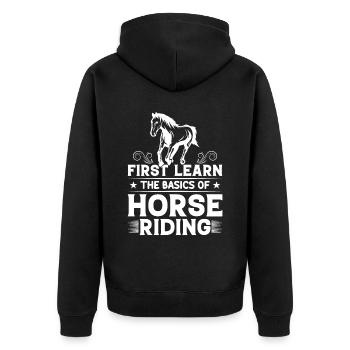 Apprenez d’abord les bases de l’équitation... - Veste à capuche bio Premium Unisexe - noir - Dos - Nico (187cm)