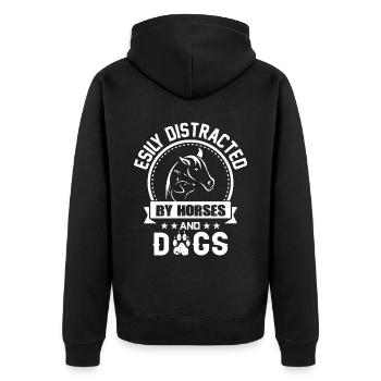 Facile à distraire des chevaux et des chiens - - Veste à capuche bio Premium Unisexe - noir - Dos - Nico (187cm)