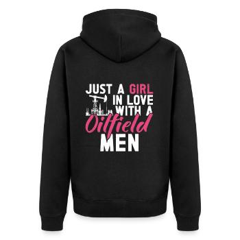 Oilfield - Unisex Premium Organic Zip Hoodie - black - Back - Nico (187cm)