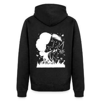 Fille Cheval - - Veste à capuche bio Premium Unisexe - noir - Dos - Nico (187cm)