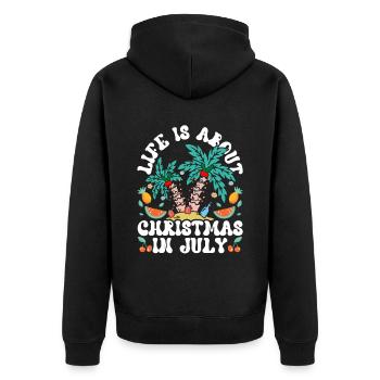 Im Leben Geht Es Um Weihnachten Im Juli Humor - Unisex Premium Bio Zip Hoodie - Schwarz - Hinten - Nico (187cm)