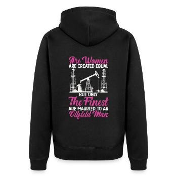 Oilfield - Unisex Premium Organic Zip Hoodie - black - Back - Nico (187cm)