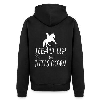 Head up and heels down - - Unisex Premium Organic Zip Hoodie - black - Back - Nico (187cm)
