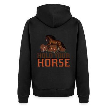 Keep your horse 1 - - Unisex Premium Organic Zip Hoodie - black - Back - Nico (187cm)