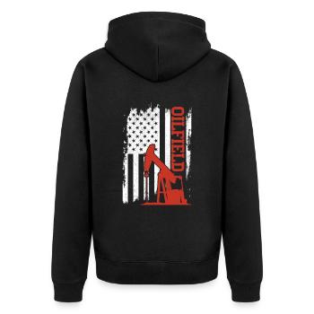 Oilfield - Unisex Premium Organic Zip Hoodie - black - Back - Nico (187cm)