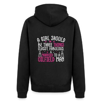 Oilfield - Unisex Premium Organic Zip Hoodie - black - Back - Nico (187cm)