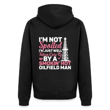 Oilfield - Unisex Premium Organic Zip Hoodie - black - Back - Nico (187cm)