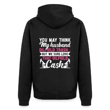 Oilfield - Unisex Premium Organic Zip Hoodie - black - Back - Nico (187cm)