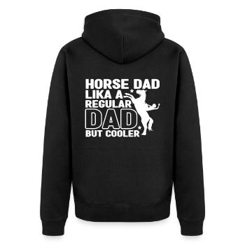 Pferdepapa wie ein normaler Papa, nur cooler - - Unisex Premium Bio Zip Hoodie - Schwarz - Hinten - Nico (187cm)