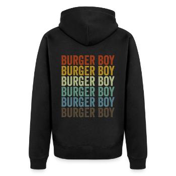 Burger Boy Fast Food Liebhaber Lustiger Burger Bur - Unisex Premium Bio Zip Hoodie - Schwarz - Hinten - Nico (187cm)