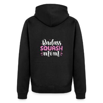 Squash Mutter Spieler Badminton Sport Geschenk - Unisex Premium Bio Zip Hoodie - Schwarz - Hinten - Nico (187cm)