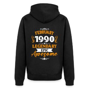 Februar 1990 Legenden Geburtstag Geschenk - Unisex Premium Bio Zip Hoodie - Schwarz - Hinten - Nico (187cm)
