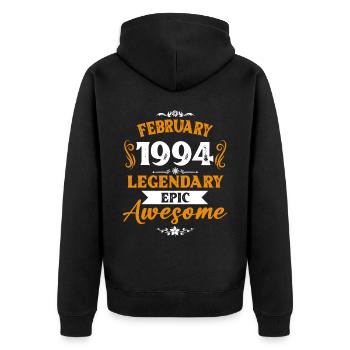 Februar 1994 Legenden Geburtstag Geschenk - Unisex Premium Bio Zip Hoodie - Schwarz - Hinten - Nico (187cm)