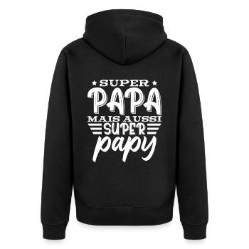Super Papa Fête De Pére Papy - Veste à capuche bio Premium Unisexe - noir - Dos - Nico (187cm)