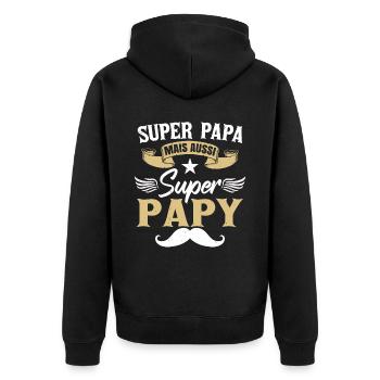 Super Papa Papy - Veste à capuche bio Premium Unisexe - noir - Dos - Nico (187cm)