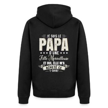 Je Suis Le Papa D'Une Fille Merveilleuse - Veste à capuche bio Premium Unisexe - noir - Dos - Nico (187cm)