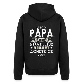 Je Suis Le Papa D'Un Fils Merveilleux - Veste à capuche bio Premium Unisexe - noir - Dos - Nico (187cm)