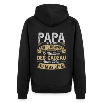 Drole Fête De Père Papa - Veste à capuche bio Premium Unisexe - noir - Dos - Nico (187cm)