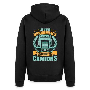 Camion Humour Chauffeur Poids Lourd - Veste à capuche bio Premium Unisexe - noir - Dos - Nico (187cm)