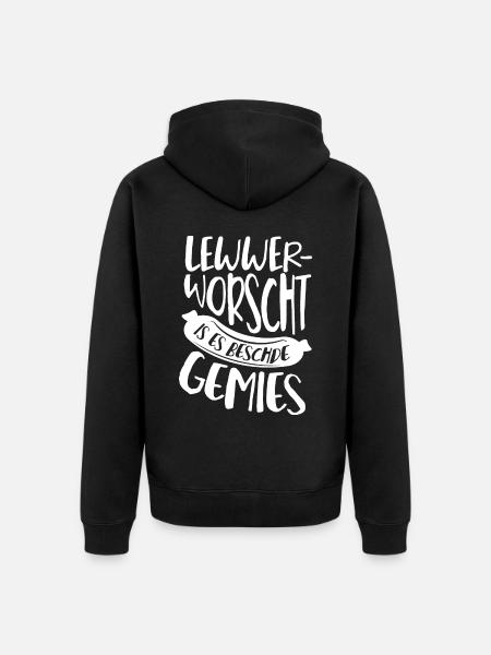 Pfälzer Sprüche Pfalz Lewwerworscht Lustig - Unisex Premium Bio Zip Hoodie - Schwarz