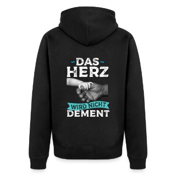 Das Herz Wird Nicht Dement Pflege Altenpfleger - Unisex Premium Bio Zip Hoodie - Schwarz - Hinten - Nico (187cm)