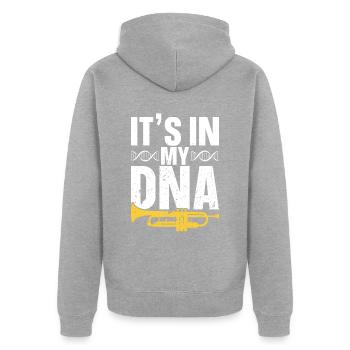 Trompete - Unisex Premium Bio Zip Hoodie - Grau meliert - Hinten - Nico (187cm)
